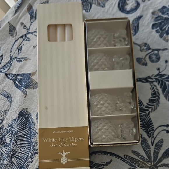 Williams Sonoma Other - Williams Sonoma Candle Holders (4) Pineapples And Candles (8) White 10" Tapered